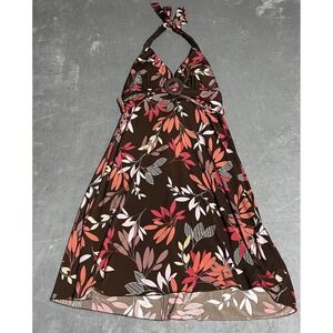 Y2K Speechless Halter Babydoll Dress Womens‎ Medium Brown Floral Hippie Boho